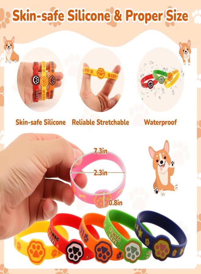 ANJUU 24 Pcs Dog Paw Party Favors Birthday Supplies for Kids, Multicolor Paw Print Silicone Wristbands Bracelets Bulk for Goodie Bag Stuffer Class Prize Christmas Easter Dog Themed Party Favors Gift - Image 3